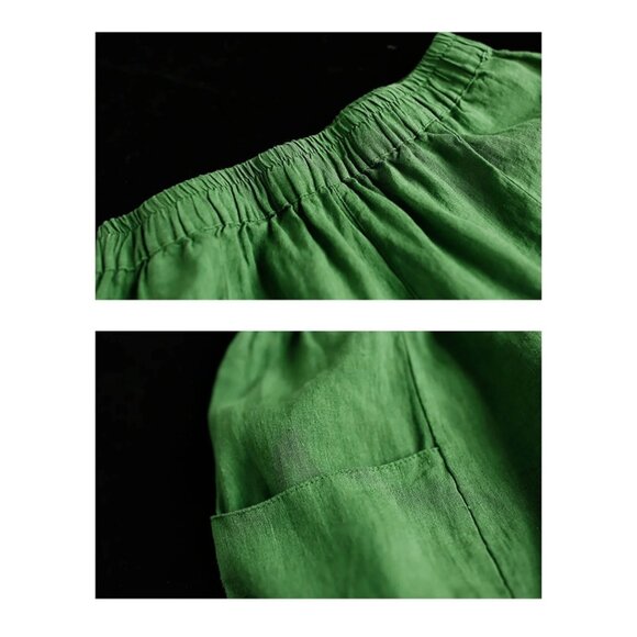 Utoimkio Women's Linen Harem Pants - Picture 2 of 9